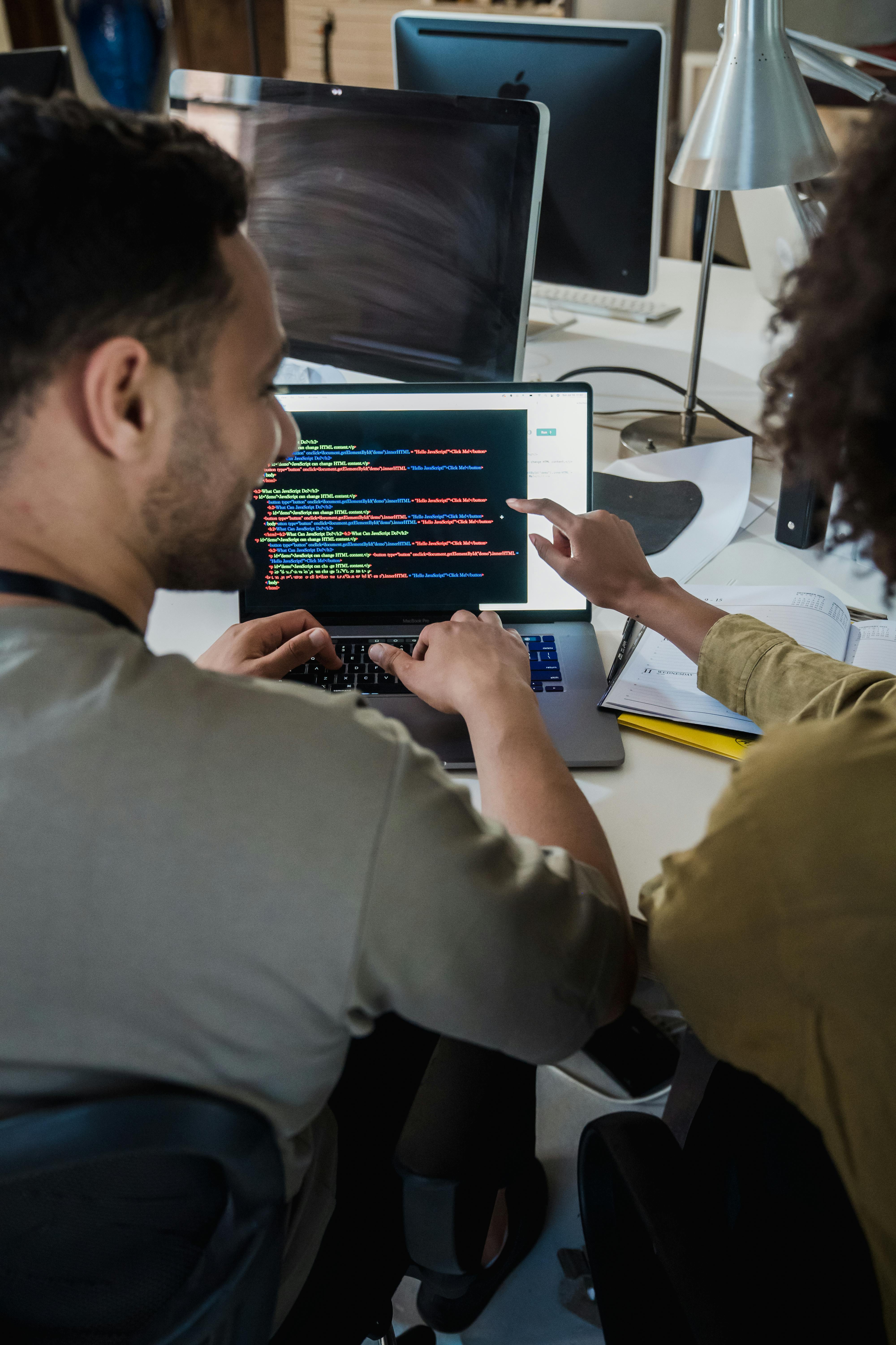 Business professionals collaborating in modern office environment